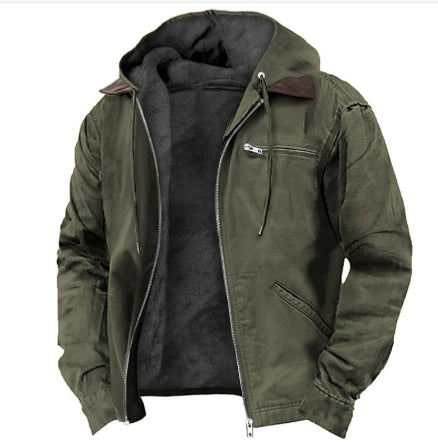 Men’s Winter Fleece Hooded Zip-Up Jacket