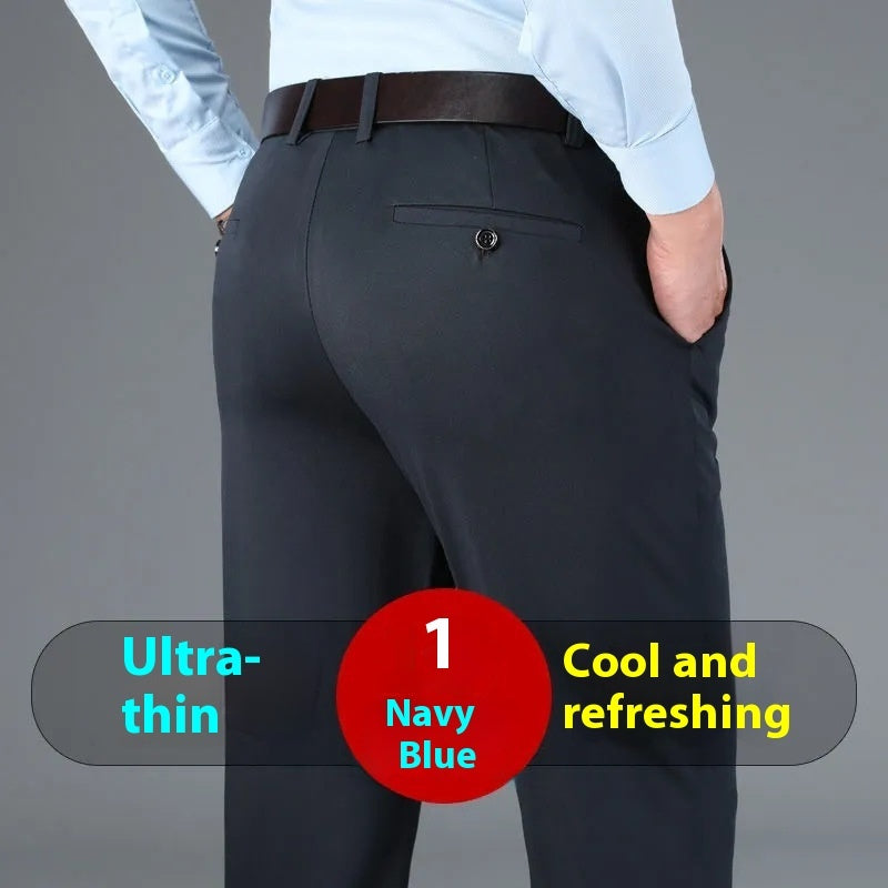 Men's Stretch Business Pants | Non-Iron Straight Leg Dress Trousers
