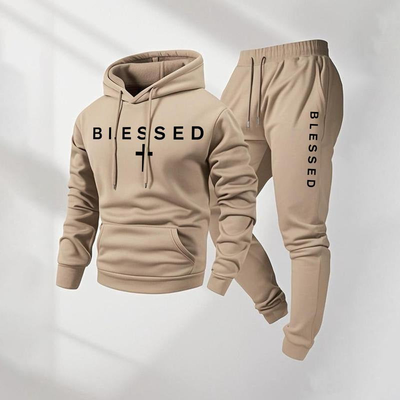 Men's Blessed Graphic Hoodie & Jogger Pants Set - 11 Colors