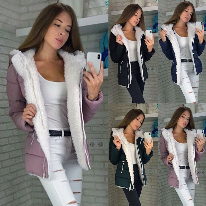 Women's Fleece-Lined Cardigan Coat | Hooded Cotton-Padded Jacket