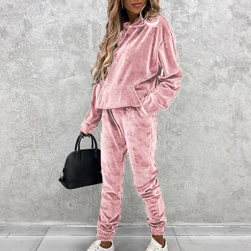 Solid Color Hooded Sports Casual Suit Set | Two-Piece Outfit