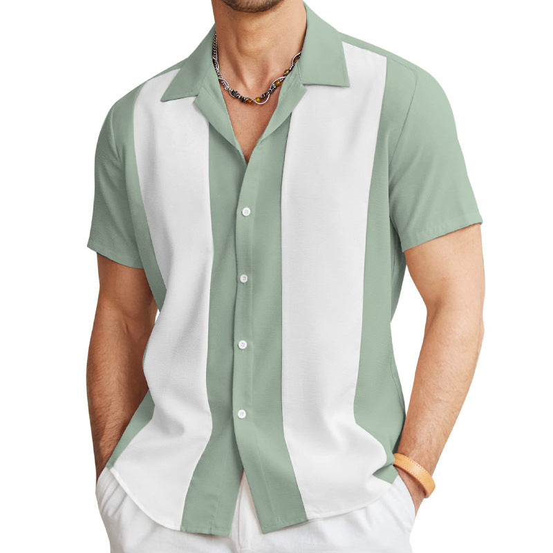 Men's Slim Fit Striped Hawaiian Shirt – Short Sleeve Casual