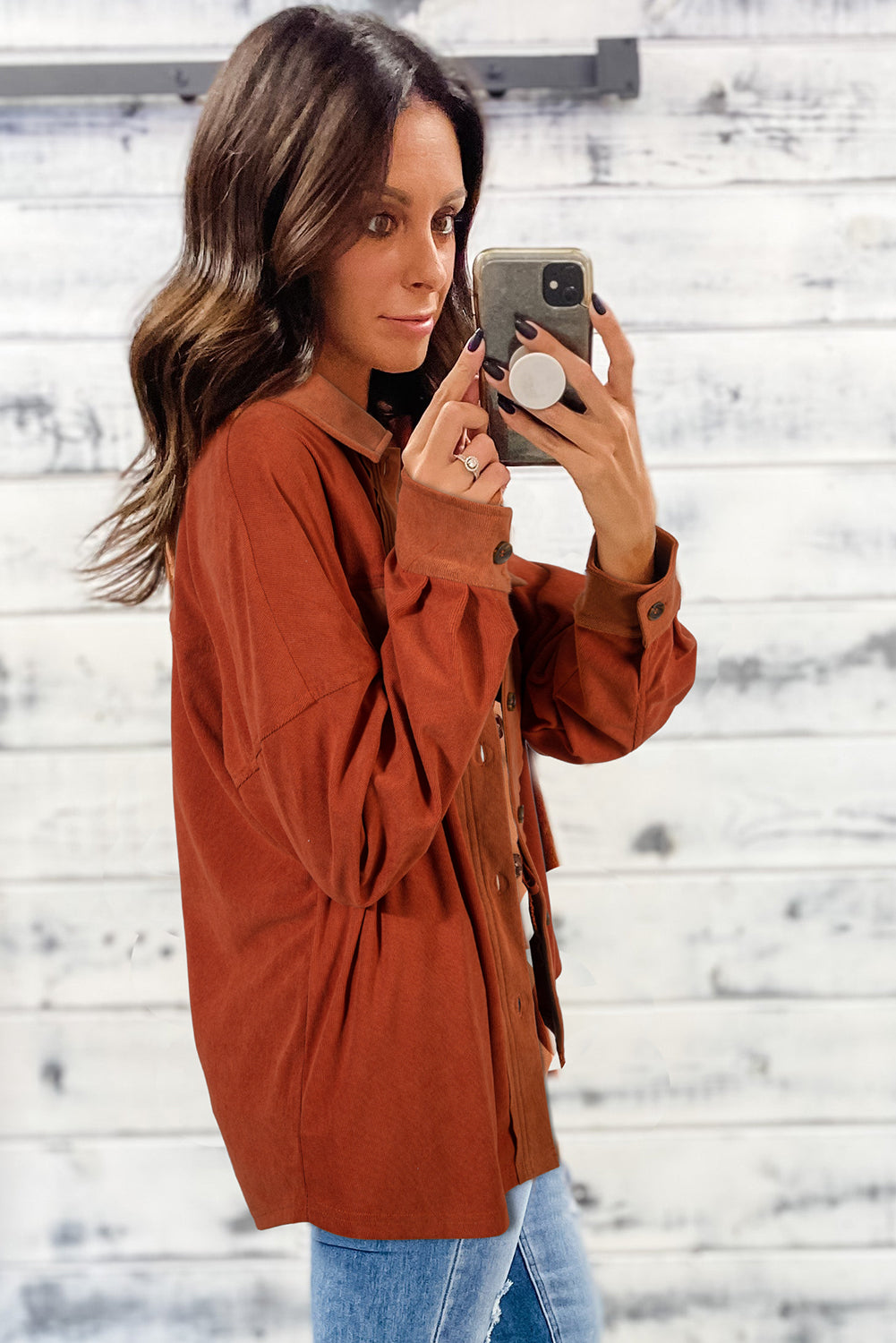 Gold Velvet Drop Shoulder Shacket