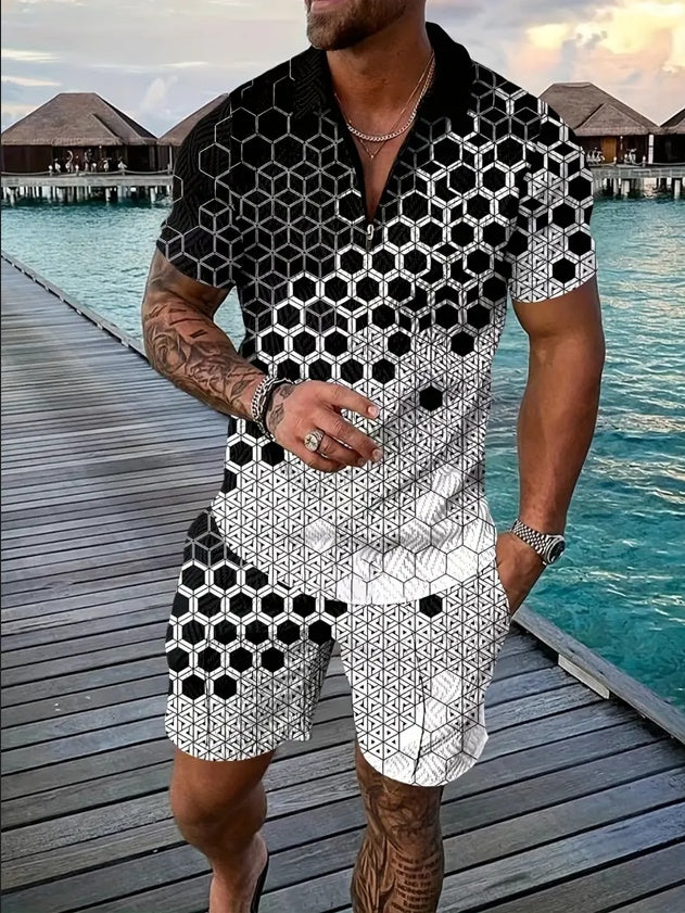 Men's Polo & Shorts Set | Sports Short Sleeve Outfit