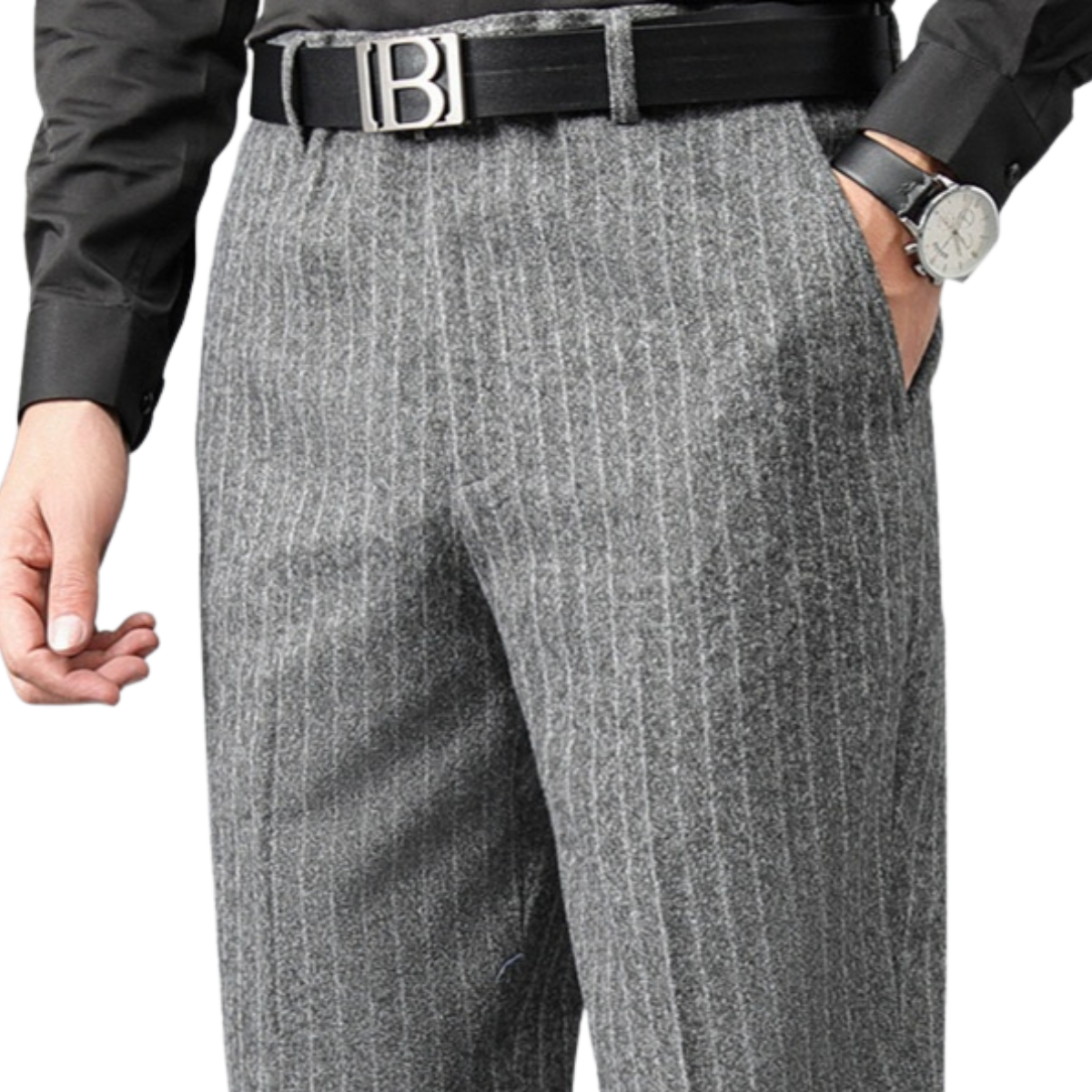 Men's High Waist Loose Straight Trousers – Comfort Fit Spring Fall
