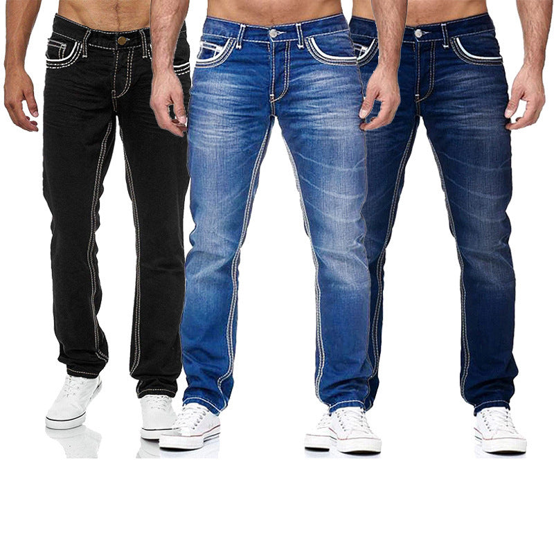 Men's Slim Fit Straight Leg Jeans | Premium Cotton Pencil Pants