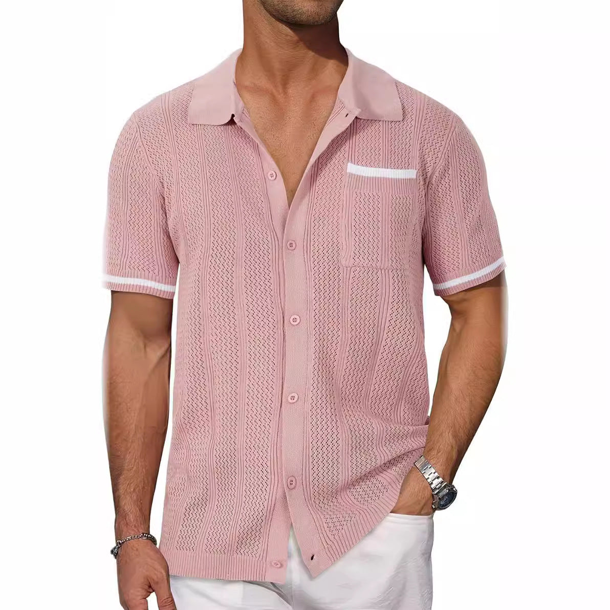 Men’s Short Sleeve Summer Cardigan Shirt
