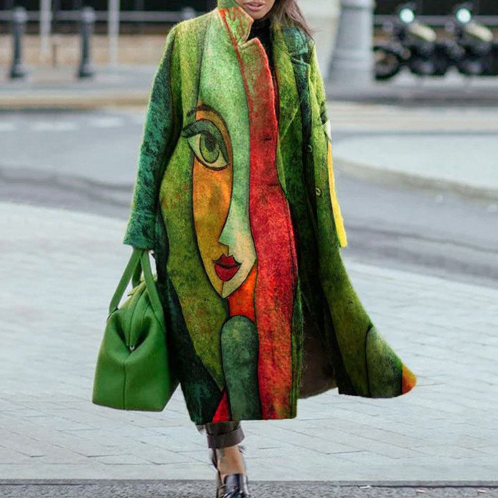 Women's Color Block Plaid Coat | Long Sleeve Fashion Jacket