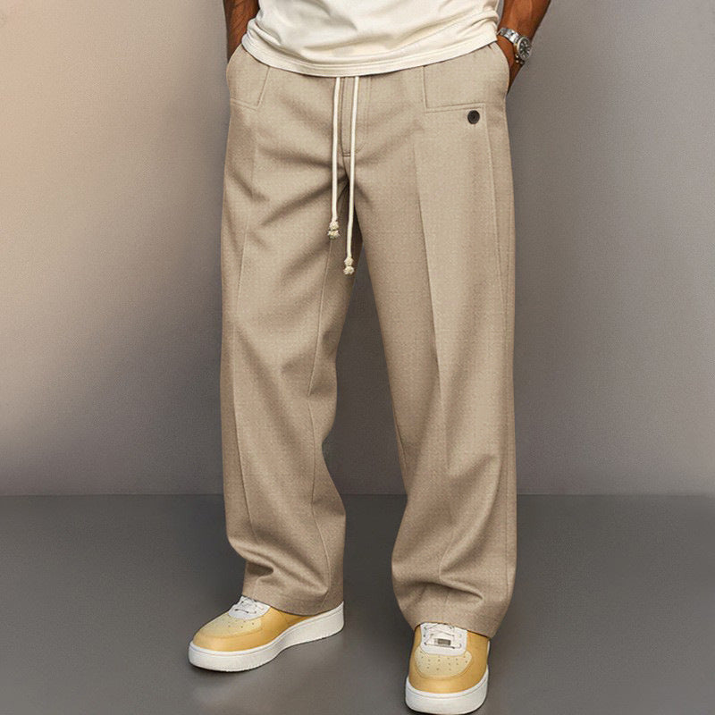 Men's Drawstring Casual Pants - Loose Straight Fit