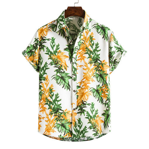 Men's Short Sleeve Floral Hawaiian Shirt – Slim Fit Beach Top