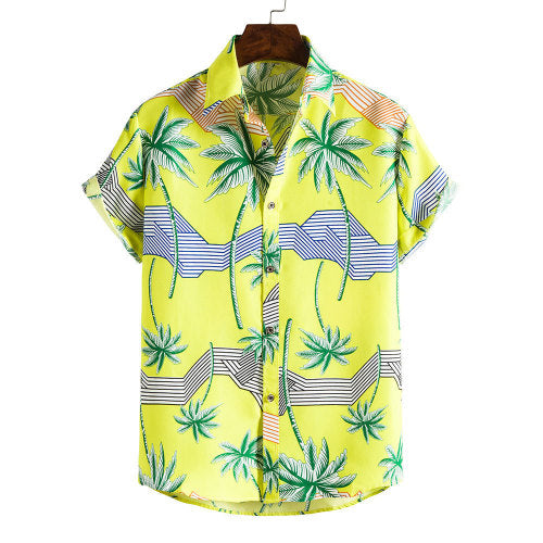 Men's Short Sleeve Floral Hawaiian Shirt – Slim Fit Beach Top