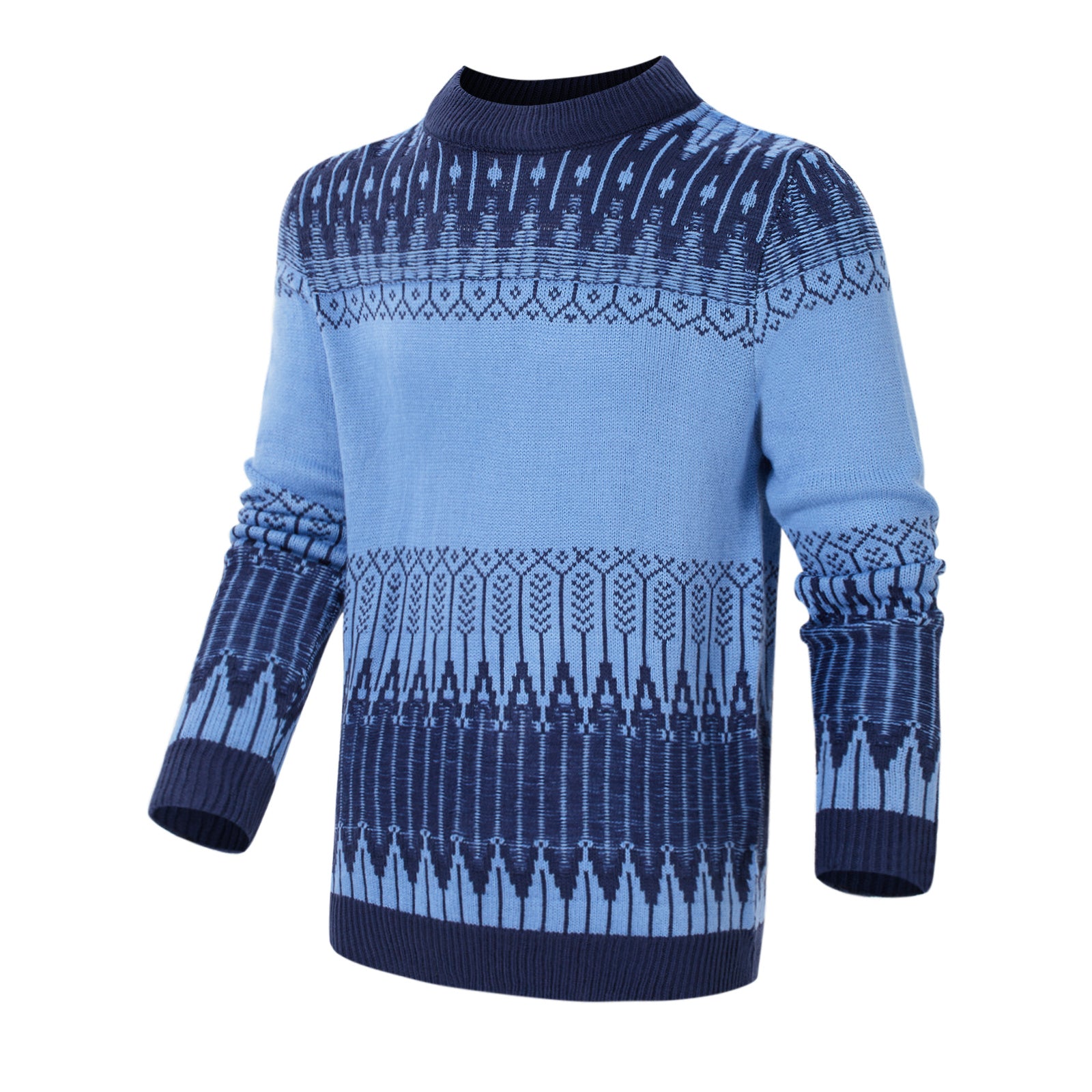 Unisex Fair Isle Knit Sweater | Retro Color Block Crewneck Pullover