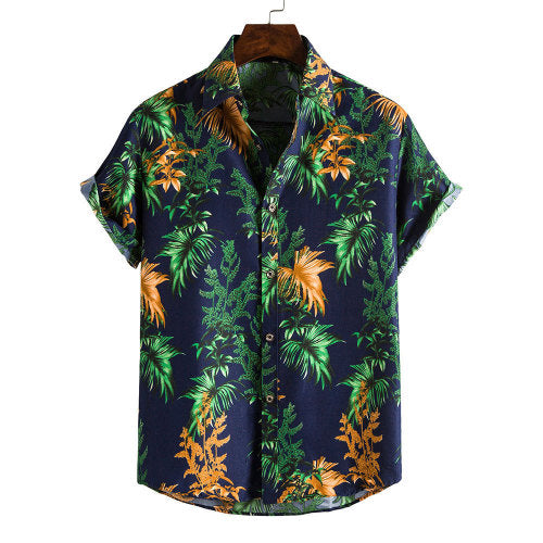 Men's Short Sleeve Floral Hawaiian Shirt – Slim Fit Beach Top