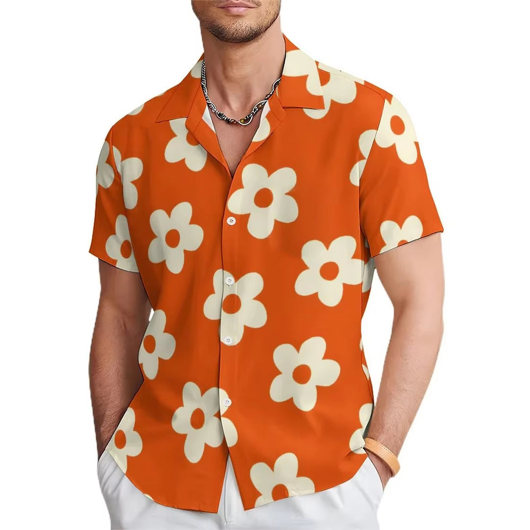 Men's Relaxed Fit Floral Print Shirt – Short Sleeve Casual Top