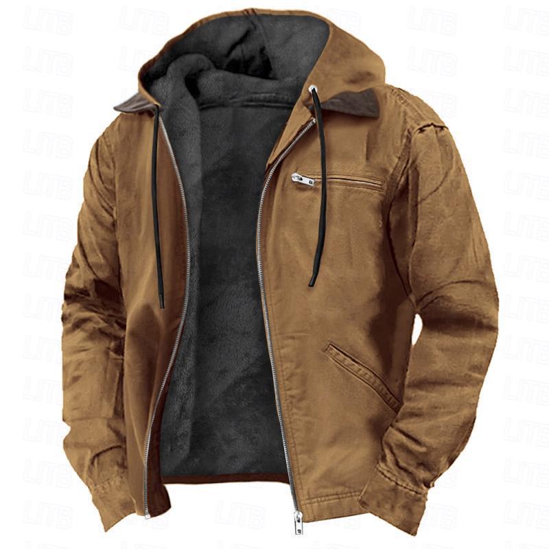 Men’s Winter Fleece Hooded Zip-Up Jacket