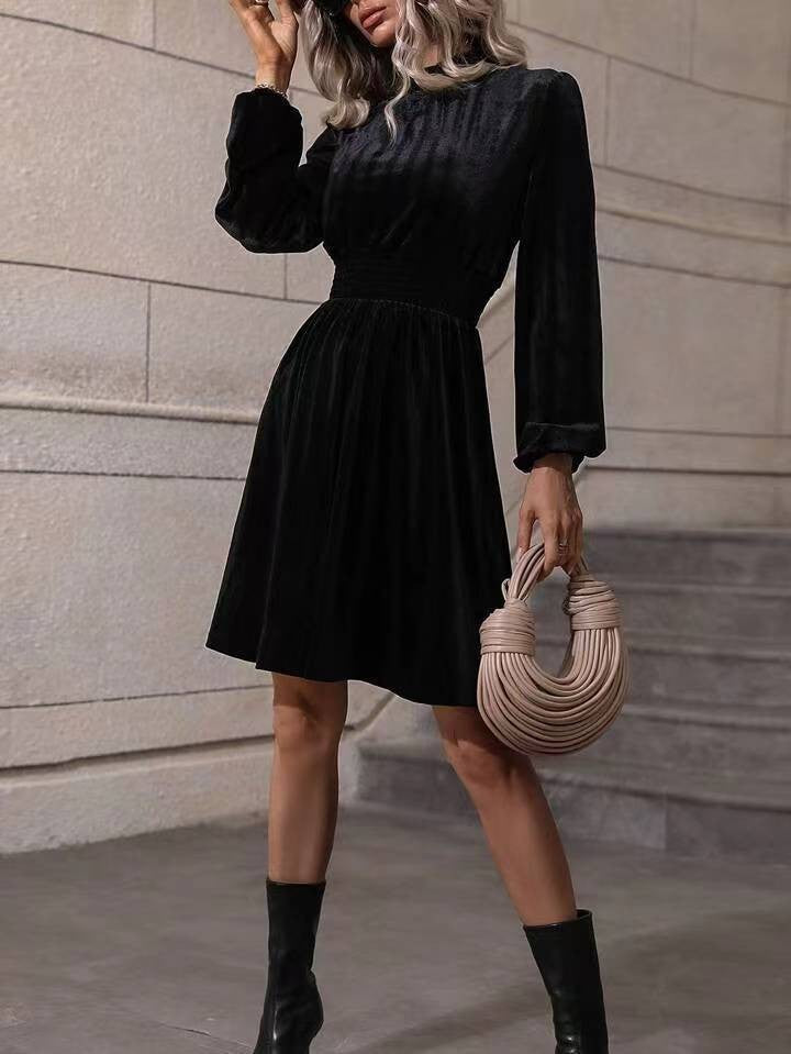 Elegant Velvet Long Sleeve Dress