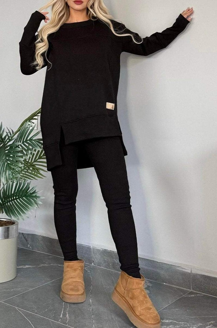 Women's Slit Sleeve Top & Trousers Set | Fashion Suit Outfit