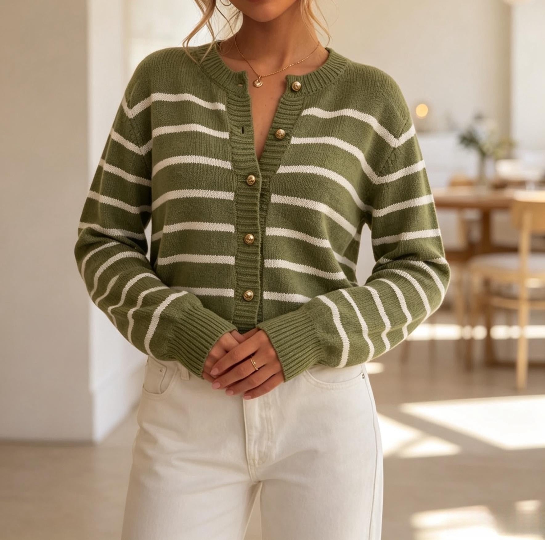 Women's Loose Fit Knit Sweater - Round Neck Long Sleeve