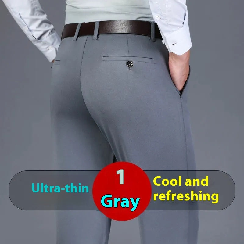 Men's Stretch Business Pants | Non-Iron Straight Leg Dress Trousers