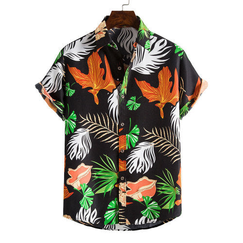 Men's Short Sleeve Floral Hawaiian Shirt – Slim Fit Beach Top