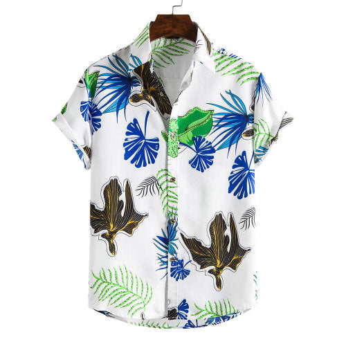 Men's Short Sleeve Floral Hawaiian Shirt – Slim Fit Beach Top