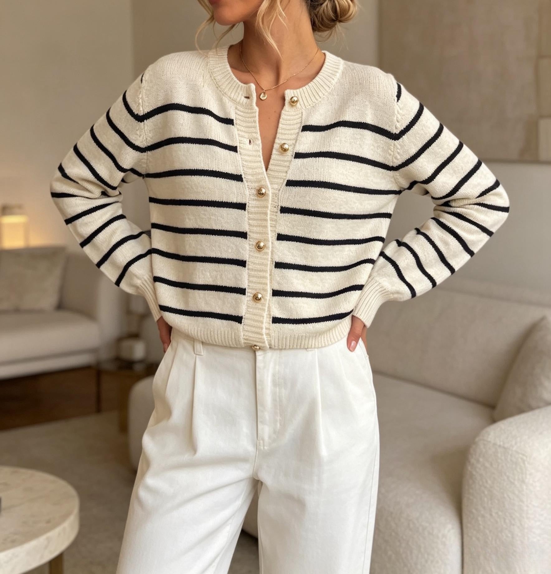 Women's Loose Fit Knit Sweater - Round Neck Long Sleeve
