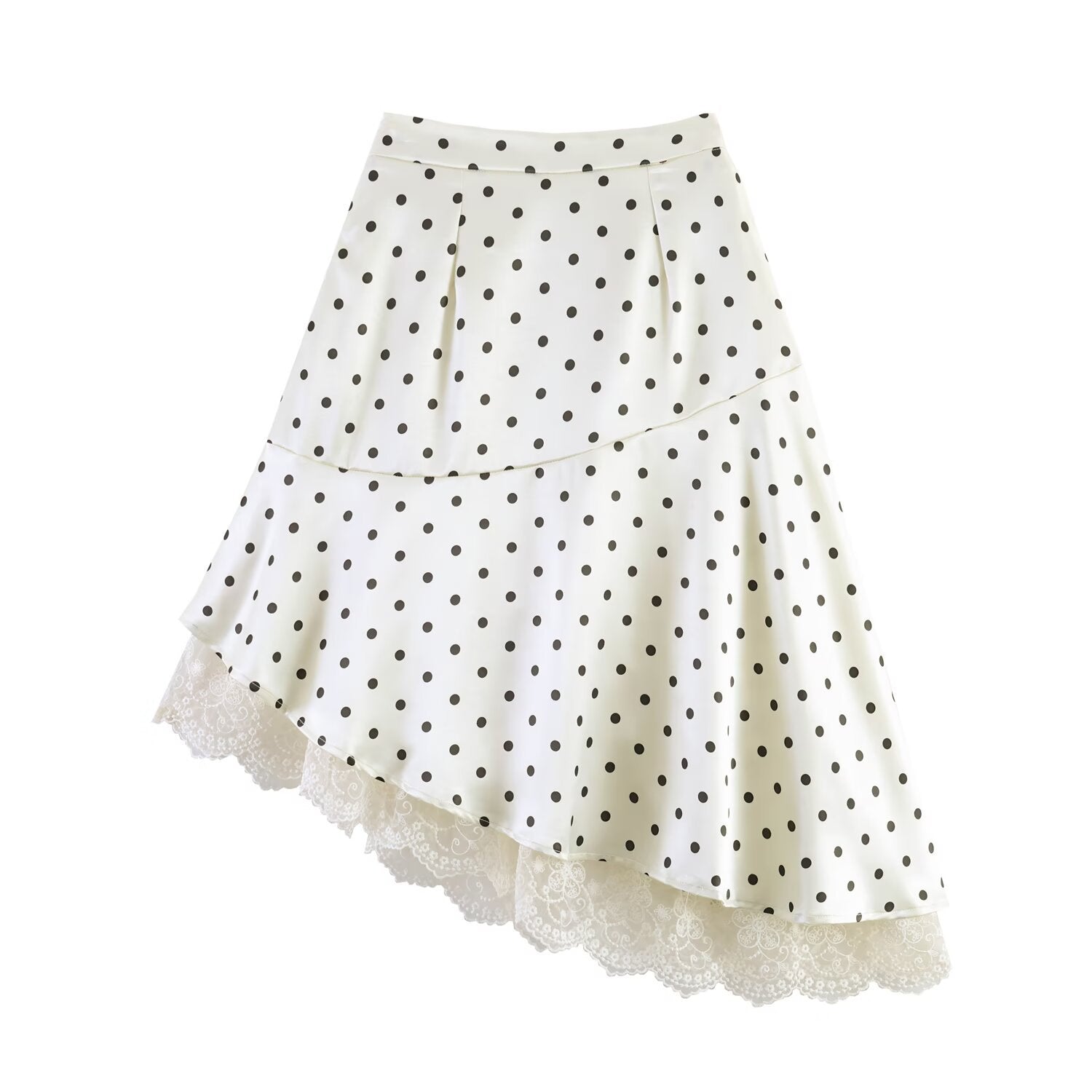 Women's Polka Dot Asymmetric Skirt - Polyester Skirt