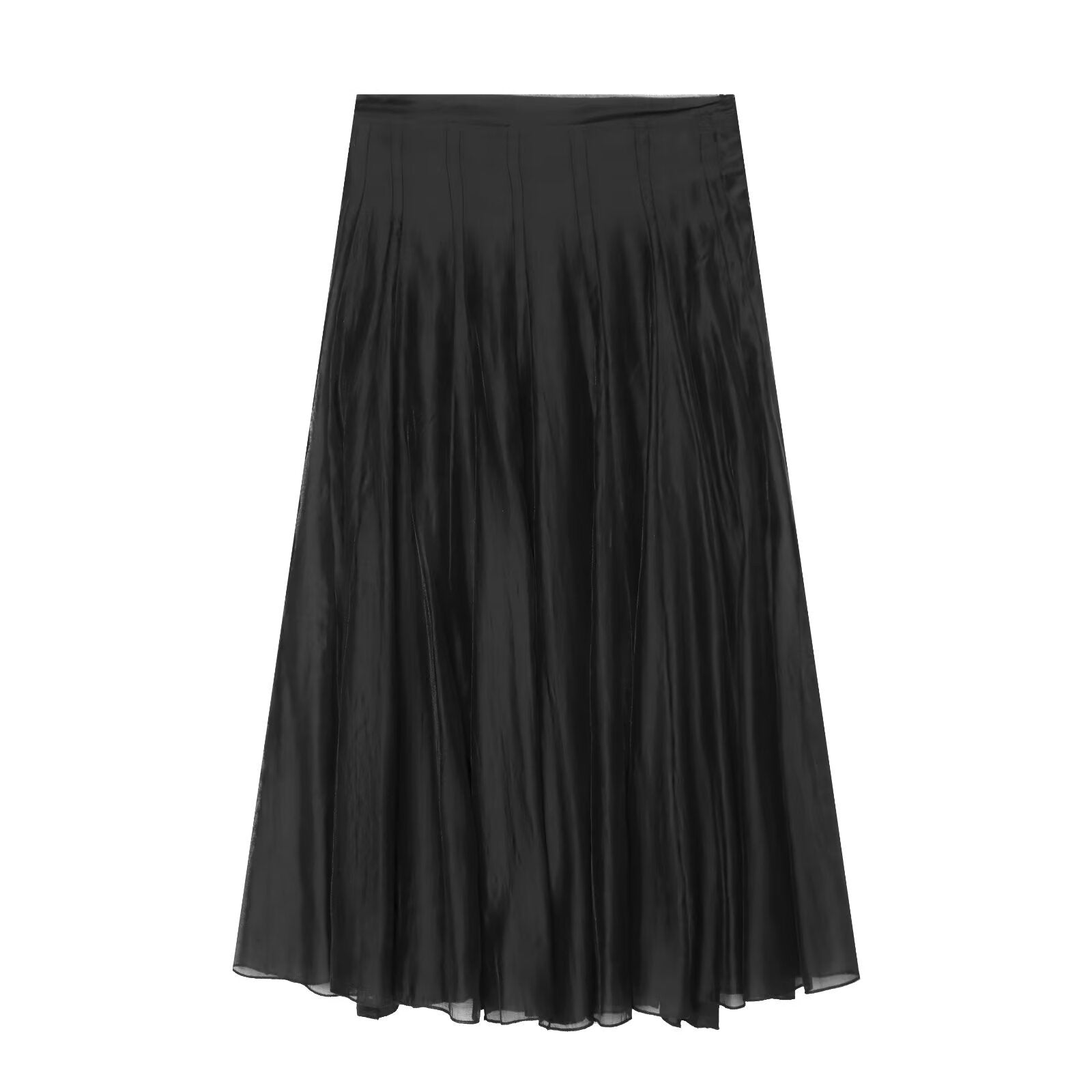 Women's Pleated Midi Skirt - Black & Navy Blue