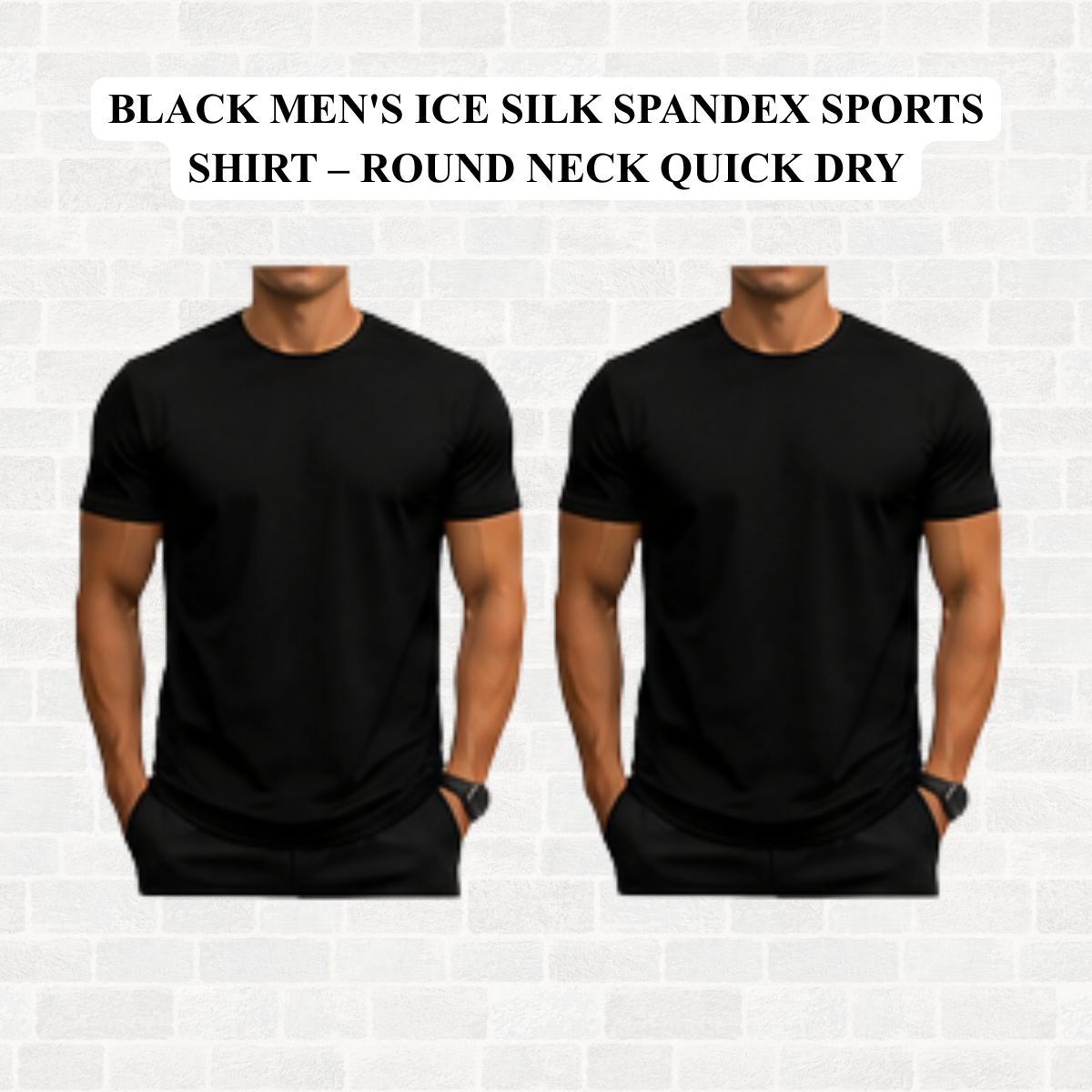 Men's Ice Silk Spandex Sports Shirt – Round Neck Quick Dry