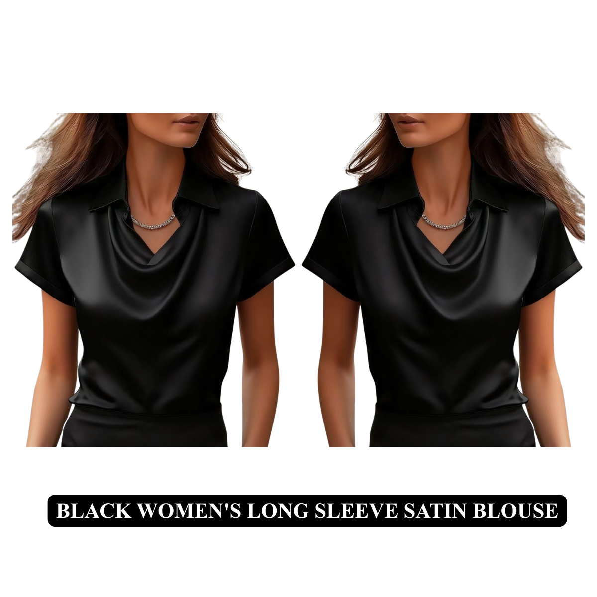 Women's Long Sleeve Satin Blouse – Boat Neck Imitation Silk Top
