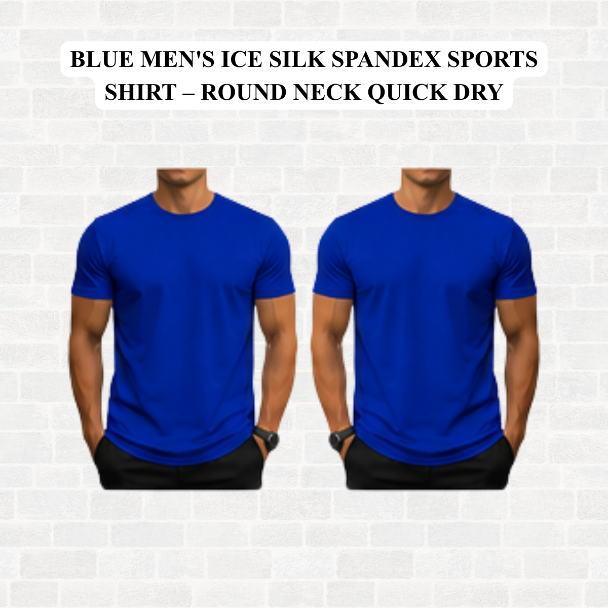 Men's Ice Silk Spandex Sports Shirt – Round Neck Quick Dry
