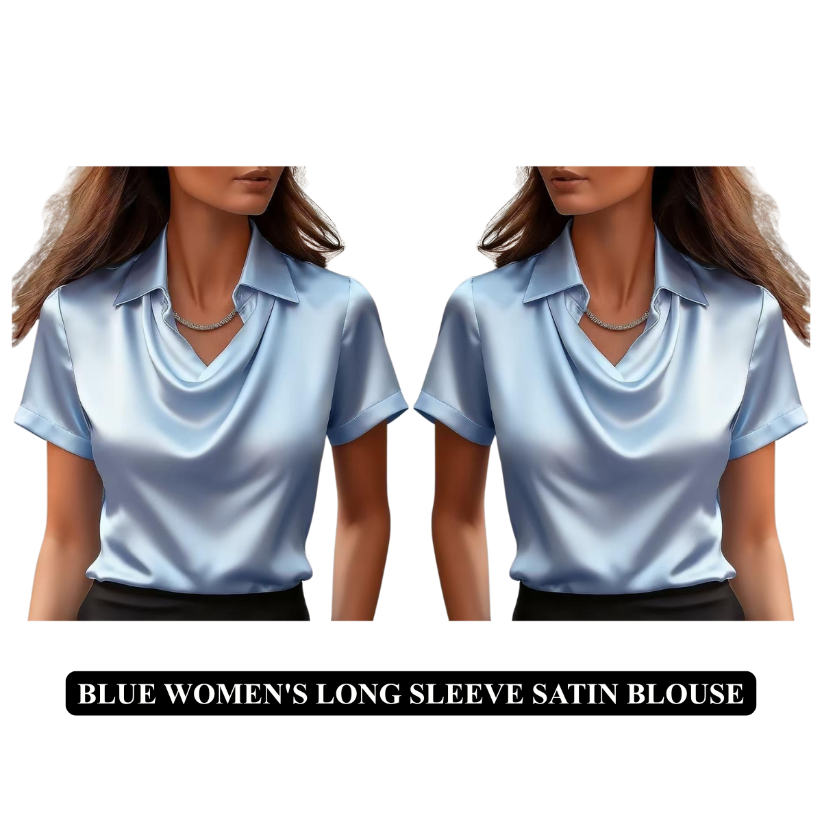 Women's Long Sleeve Satin Blouse – Boat Neck Imitation Silk Top