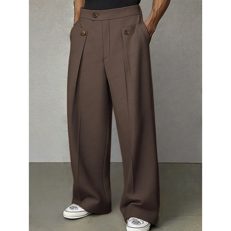 Men's Polyester Casual Trousers - Loose Straight Fit