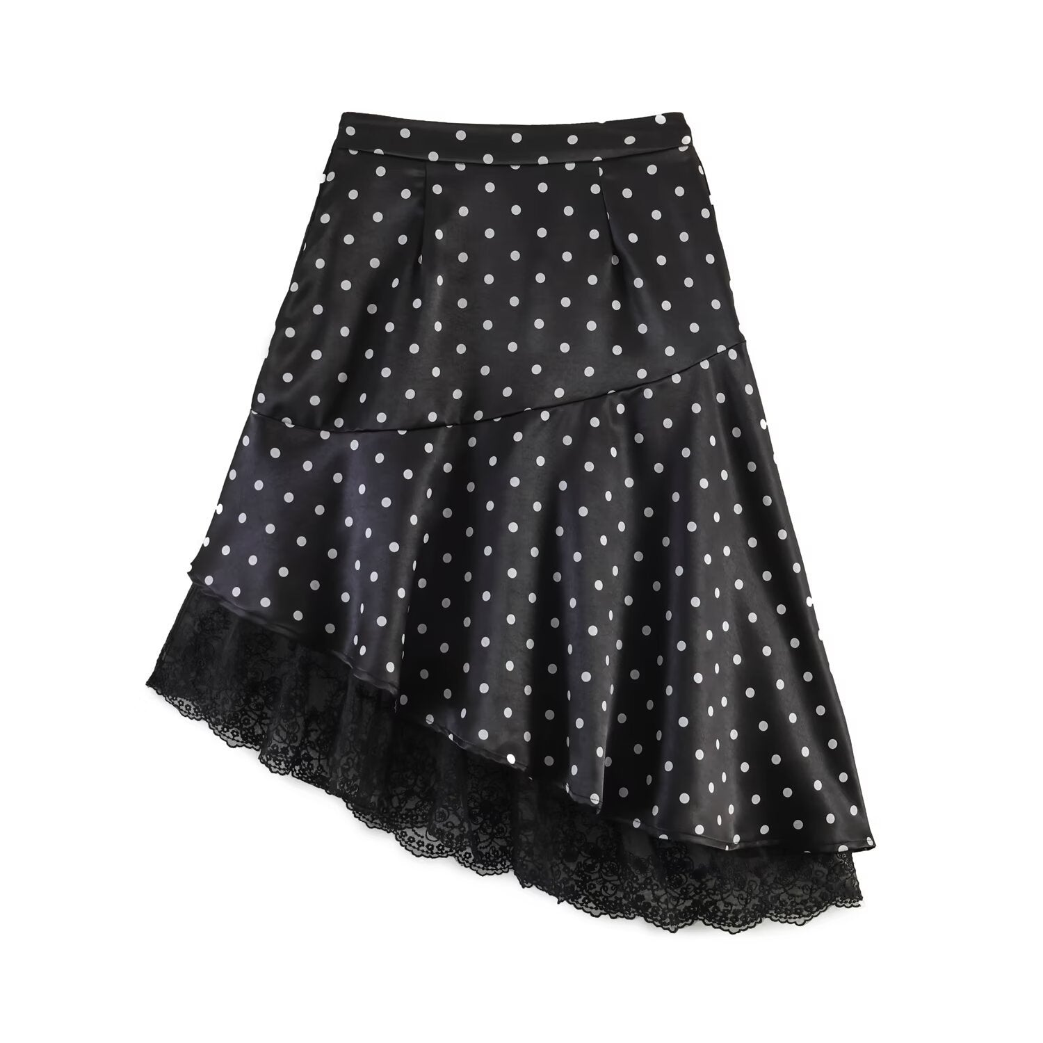 Women's Polka Dot Asymmetric Skirt - Polyester Skirt
