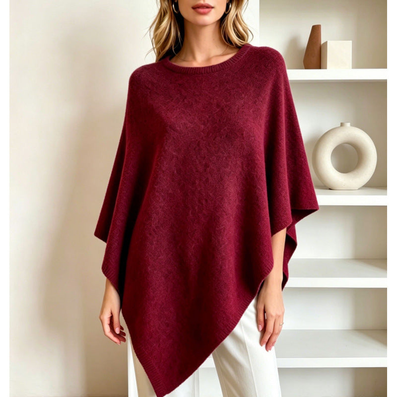 Women's Solid Color Knit Cape Sweater - One Size