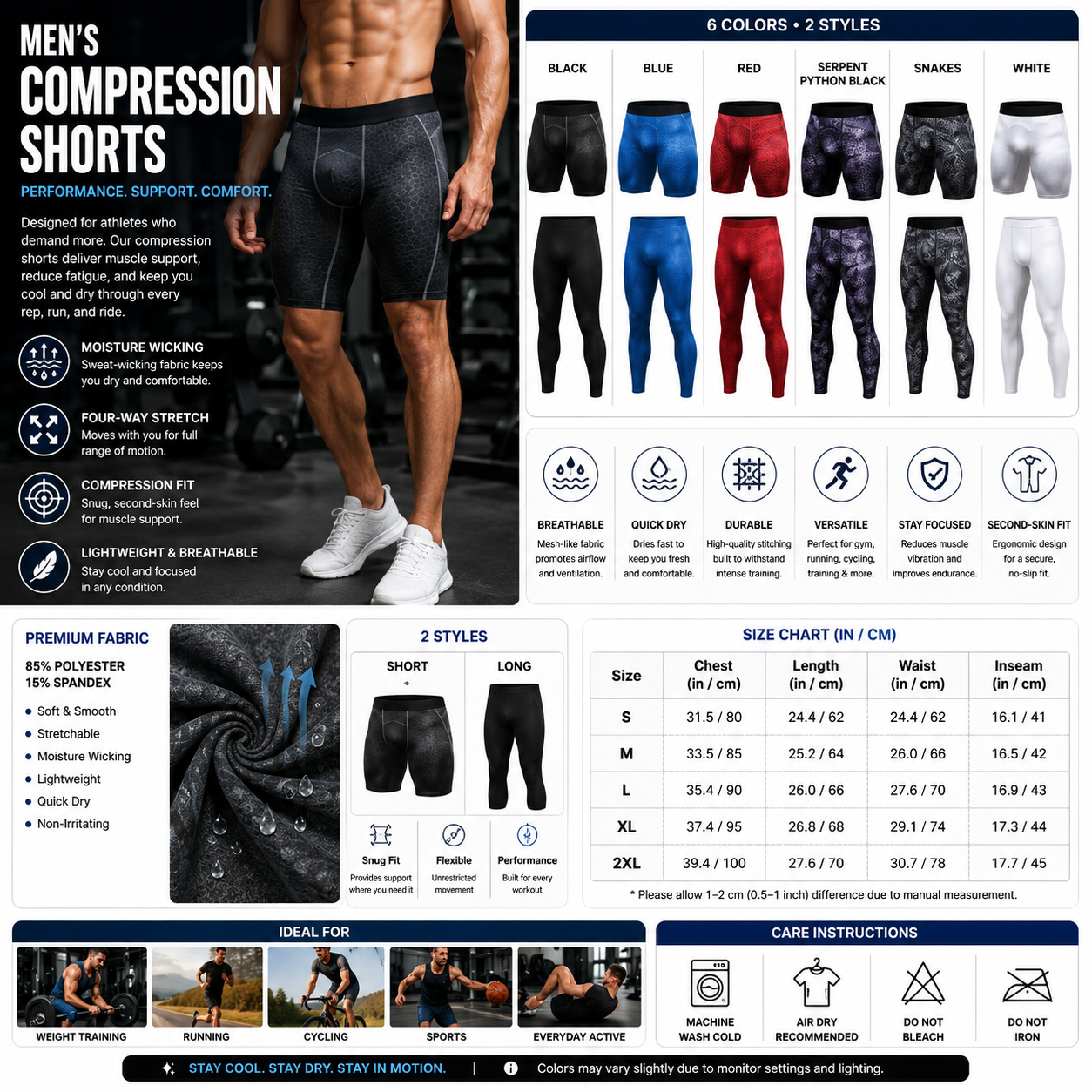 Men's Gym Compression Shorts – Snug Fit Moisture Wicking