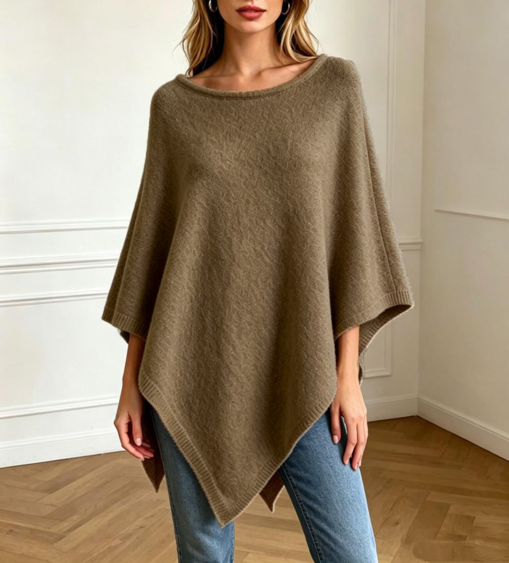 Women's Solid Color Knit Cape Sweater - One Size