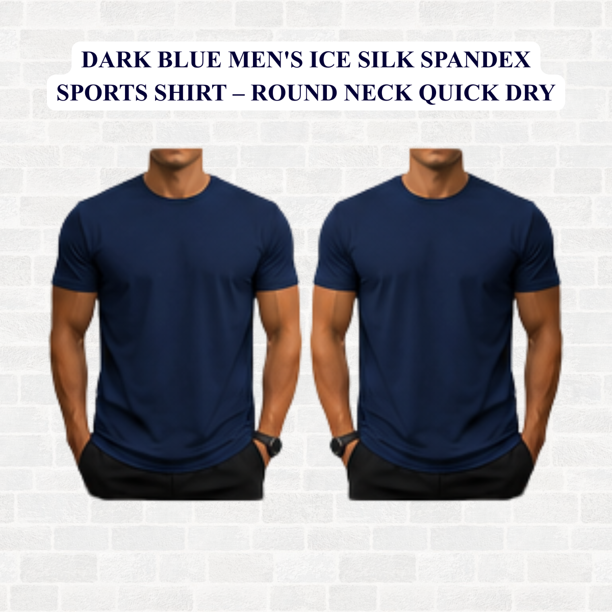 Men's Ice Silk Spandex Sports Shirt – Round Neck Quick Dry