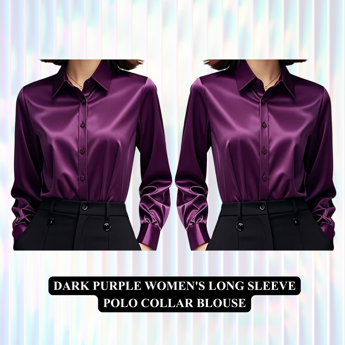 Women's Long Sleeve Polo Collar Blouse