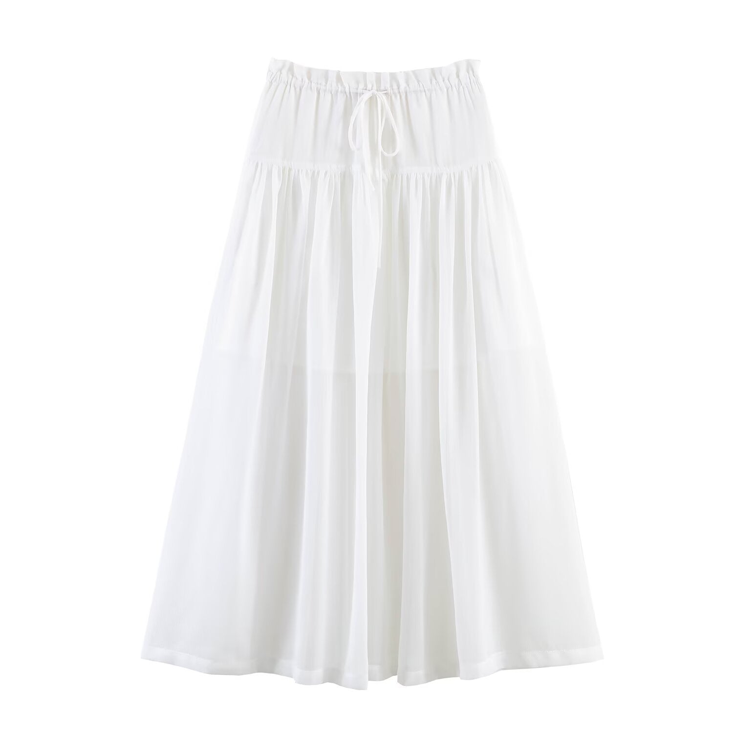 Women's Drawstring A-Line Midi Skirt - Brown, Black & White