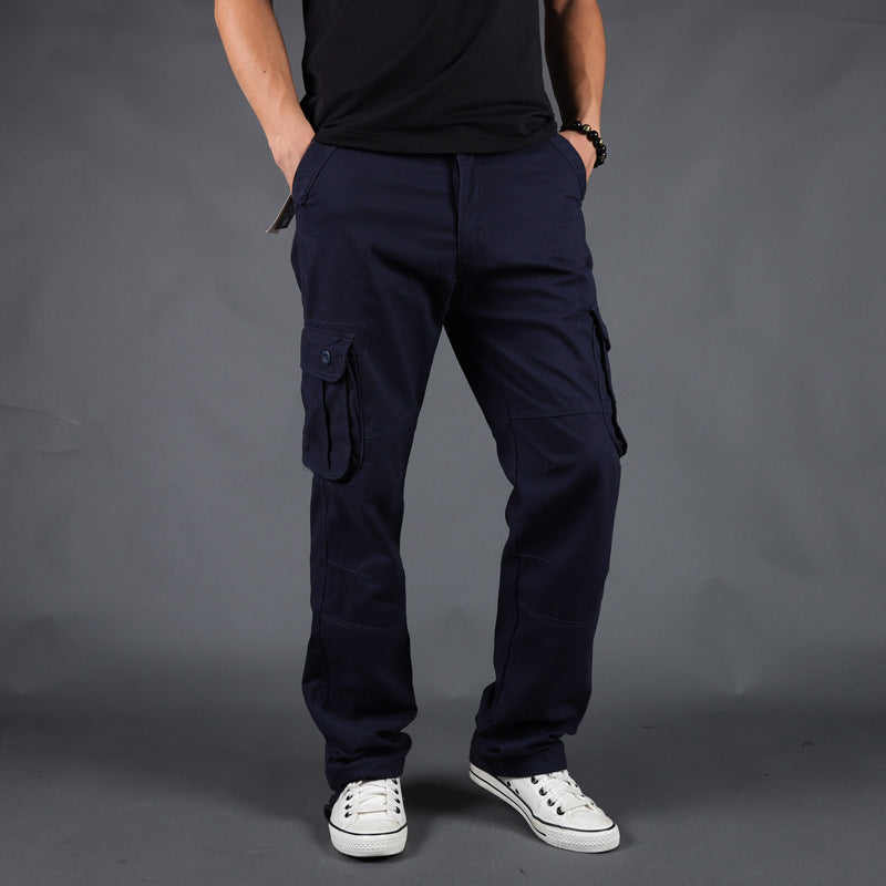 Men's Washed Cotton Cargo Pants - Mid Rise, Six Pockets