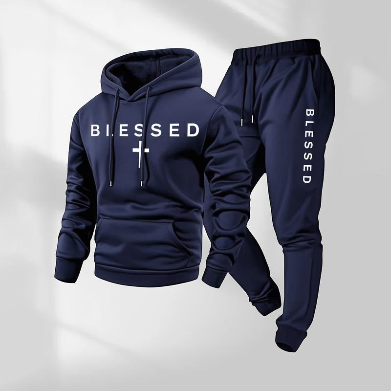 Men's Blessed Graphic Hoodie & Jogger Pants Set - 11 Colors