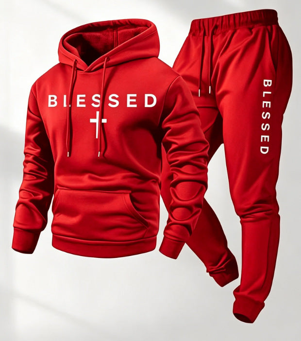 Men's Blessed Graphic Hoodie & Jogger Pants Set - 11 Colors