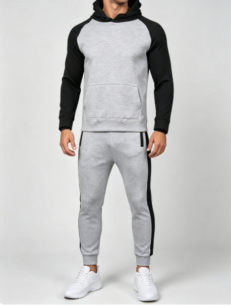 Men's Color-Block Hoodie & Striped Pants Set - Six Colors