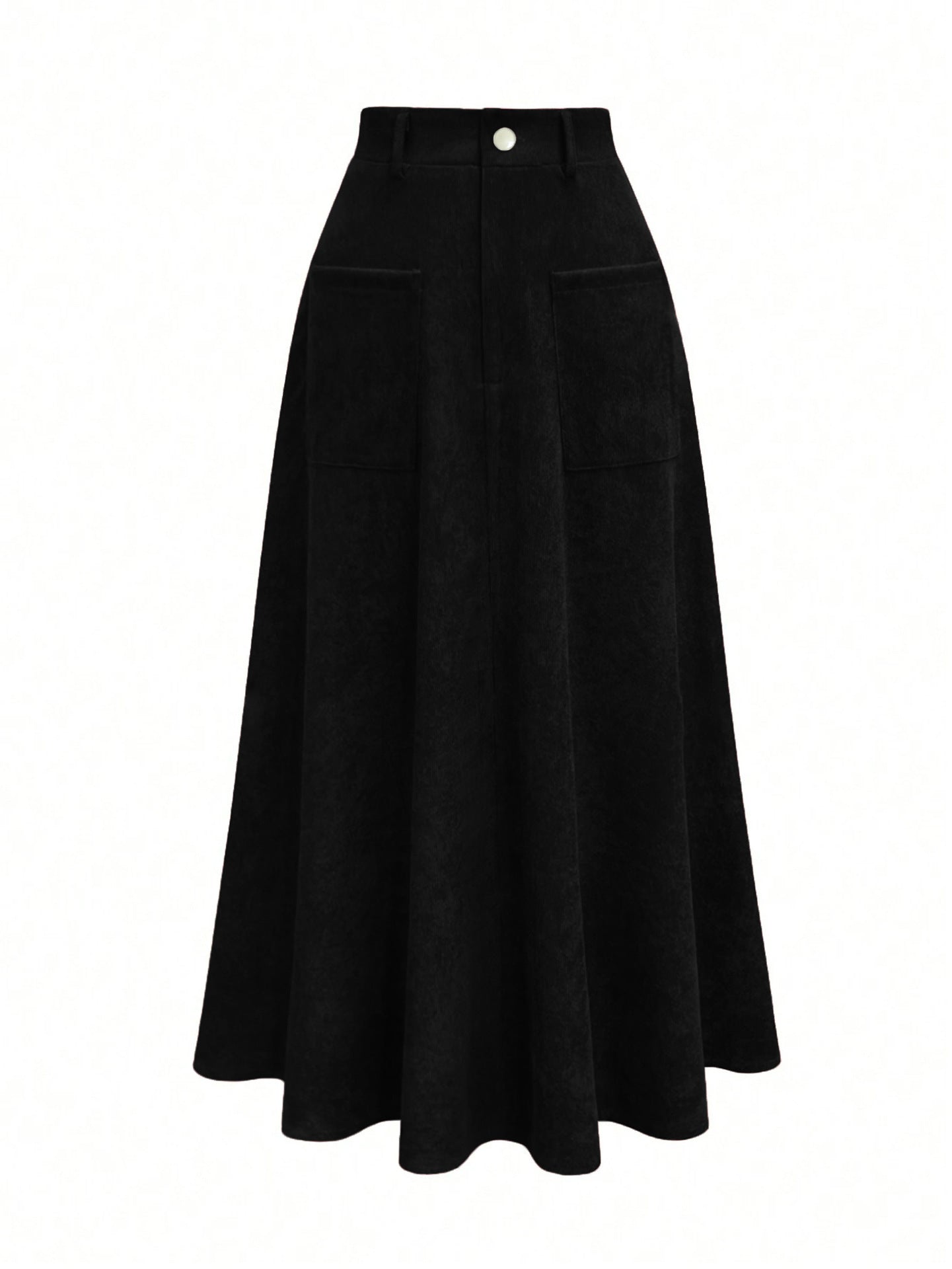 Women's Long A-Line Skirt - Solid Color Polyester