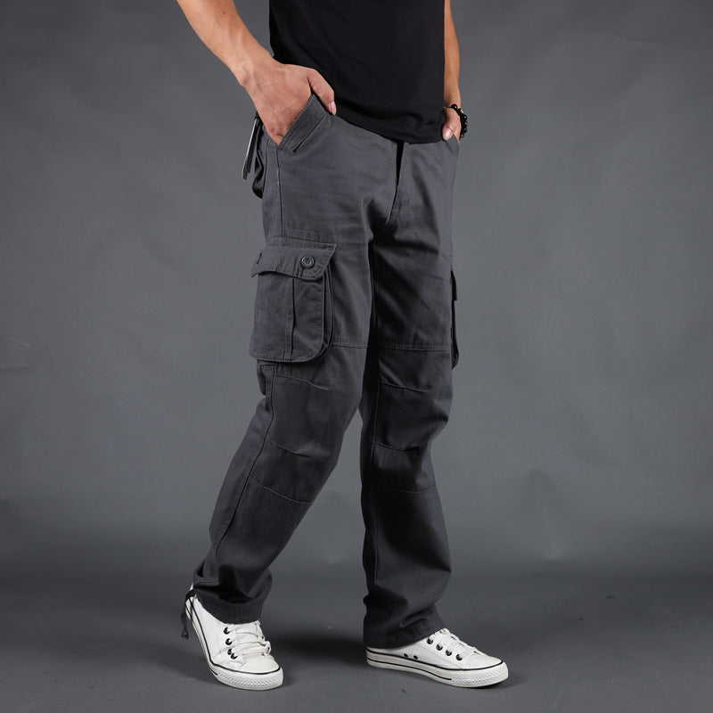 Men's Washed Cotton Cargo Pants - Mid Rise, Six Pockets