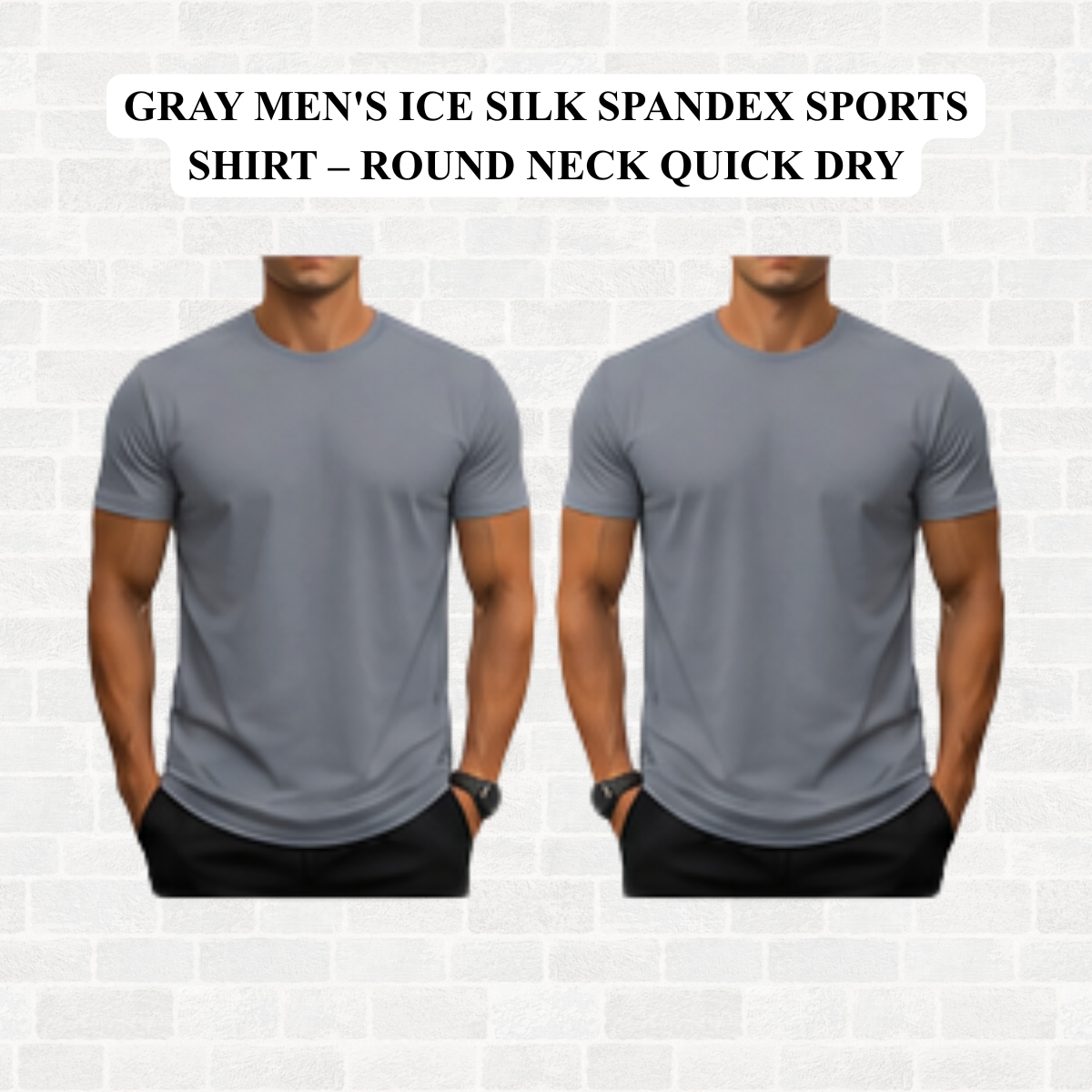 Men's Ice Silk Spandex Sports Shirt – Round Neck Quick Dry