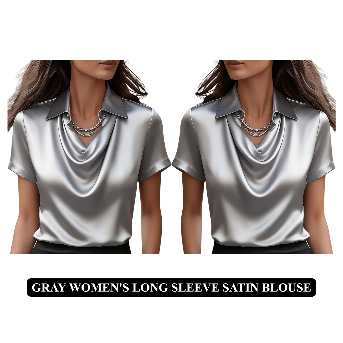 Women's Long Sleeve Satin Blouse – Boat Neck Imitation Silk Top