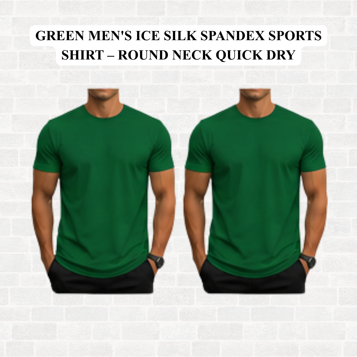 Men's Ice Silk Spandex Sports Shirt – Round Neck Quick Dry