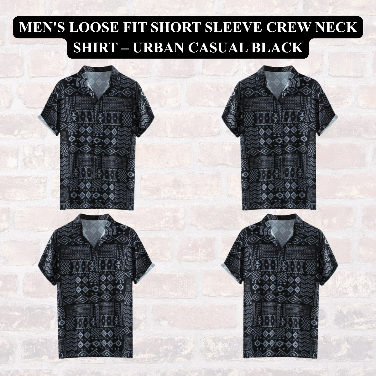 Men's Loose Fit Short Sleeve Crew Neck Shirt – Urban Casual Black